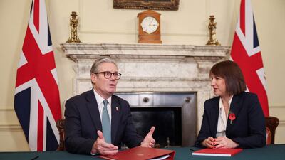 Britain's Prime Minister Keir Starmer meets with Britain's Chancellor of the Exchequer Rachel Reeves, before Wednesday's budget, the first of the new Labour government. AFP