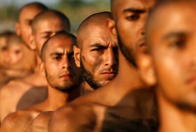 Palestinian cadets at a police college run by the Hamas-led Interior Ministry in Khan Yunis, Gaza. Reuters