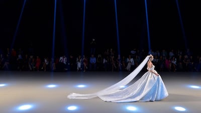 A model presents a creation by Kuwaiti designer Adiba El Mahboub during the 'Designers and Brands' fashion show in Beirut, Lebanon. EPA