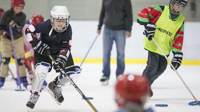 Abu Dhabi’s first Ringette squad, the Rafales, practise at the ice rink at Zayed Sports City. They are guided by two volunteers, Finnish woman Merja Hedman and Frenchman Eric Muchery. Mona Al Marzooqi / The National