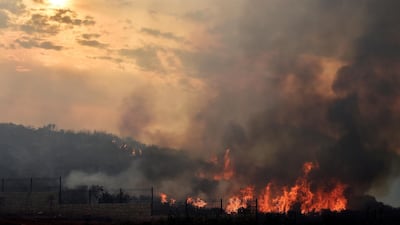 A view of bush fires in Mechref. EPA