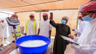 Milk is placed on the scales.