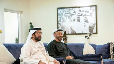 Sheikh Mohamed bin Zayed, right, visits Sheikh Tahnoon bin Mohamed in Al Ain. All photos by Ministry of Presidential Affairs