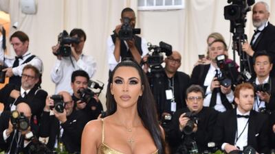 Kim Kardashian in Versace. AFP