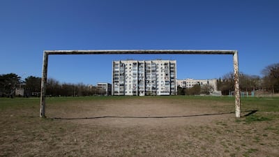 A goalpost stands in Yevpatoria, Crimea. Pavel Rebrov / Reuters