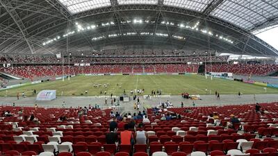 A general view of the new sports hub national stadium in Singapore on June 21, 2014, during an international rugby 10s tournament. Roslan Rahman / AFP