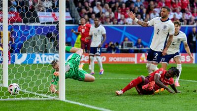 Switzerland's Breel Embolo puts his side 1-0 up in the 75th minute. AP