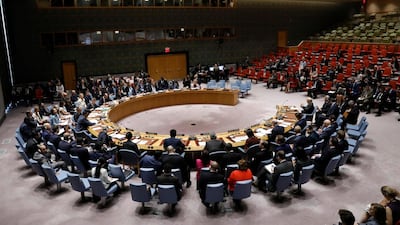 The United Nations Security Council meets to discuss adopting a resolution to help preserve evidence of Islamic State crimes in Iraq in September 21, 2017. A report by UN experts to the Security Council circulated on Tuesday said ISIL is continuing "to give prominence to external attacks." Brendan McDermid / Reuters