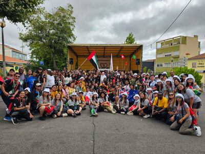 300 young residents from the UAE, priests and volunteers who were part of the 1.5 million people in Lisbon for the World Youth Day addressed by Pope Francis. Photo: Apostolic Vicariate of Southern Arabia