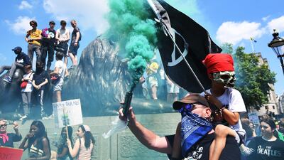 Students demonstrate during the Youth strike for climate change protest in London. EPA