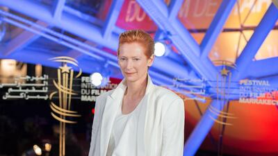 British actress Tilda Swinton attends the tribute to Robert Redford during the 18th annual Marrakech International Film Festival. EPA