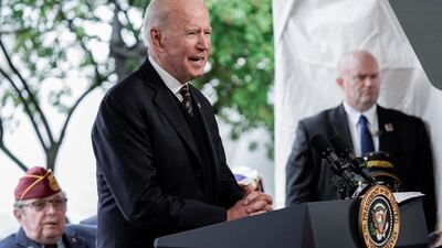 US President Joe Biden speaks at the Memorial Day Service at Veterans Memorial Park, Delaware. Reuters