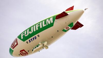 A New York Police Department airborne surveillance blimp. Dubai is ooking at a series of initiatives to help fight crime. Scott Olson / Getty Images