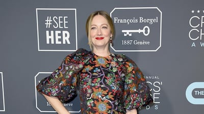 Judy Greer in Reem Acra. AP