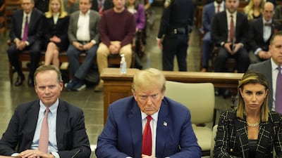 Former US President Donald Trump sits in New York State Supreme Court during the civil fraud trial against the Trump Organization, in New York City. AFP