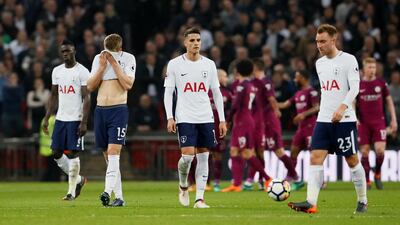 Tottenham players afterr Ilkay Gundogan scores Manchester City's second goal. David Klein / Reuters
