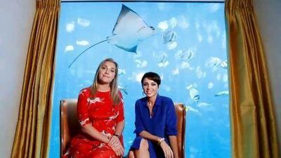 Tabitha Somerset Webb, left, and Dannii Minogue at Atlantis, The Palm, in Dubai. Sarah Dea / The National