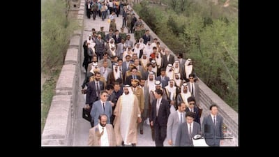 Sheikh Zayed during his visit to China in 1990. Courtesy National Archives