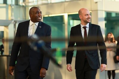 Foreign ministers David Lammy of Britain, left, and Jean-Noel Barrot of France have accused Russia of stalling ceasefire talks on Ukraine. EPA