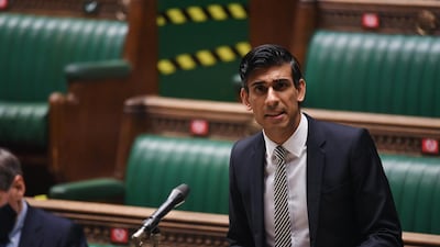 Britain's Chancellor Rishi Sunak giving an economic update statement on in the House of Commons in London, Britain. EPA