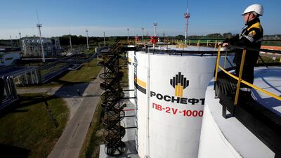 A worker at the Rosneft-owned Priobskoye oil field in West Siberia. Russian oil production has reached a record high of 11.412 million bpd. REUTERS