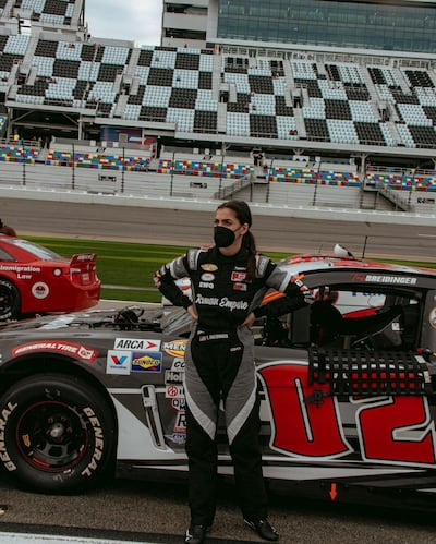 Arab-American Nascar driver Toni Breidinger finished 18th in her race on Saturday. Instagram
