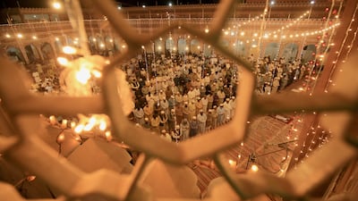Muslims offer special Tarawih prayers at the mosque. EPA