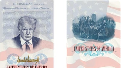 This image, provided by the US State Department to The Bulwark, shows the proposed new passport design.