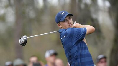 Jordan Spieth takes his tee shot at the second hole during the final round of the Valspar Championship on Sunday. Brian Blanco / AP / March 13, 2016