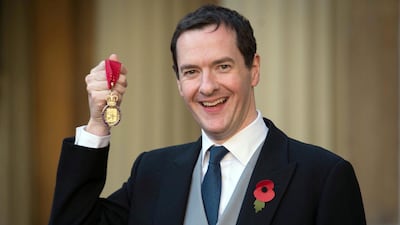 George Osborne with the Order of the Companions of Honour which he received from the Duke of Cambridge at Buckingham Palace in November 2016. Getty Images