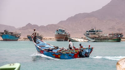 Fishing boats in the Bab Al Mandeb strait off Taiz province, southern Yemen. Tension has spilled over into the key waterway, as the Houthis declared a 'maritime embargo' against Saudi Arabia. AFP