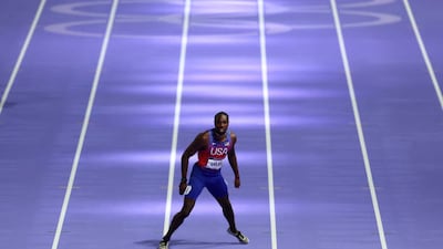 Noah Lyles of Team United States celebrates winning the gold medal. Getty Images