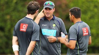 Australia coach Mickey Arthur, centre, has caught some heat over the last week after he suspended four players before the team's third Test with India. Brendon Thorne / Getty Images