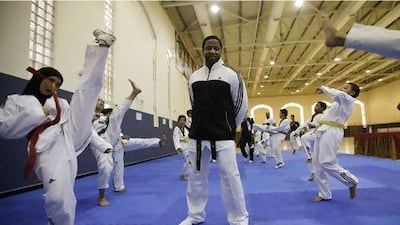 Eid Al Mesmari at Fujairah Tae Kwon Do Club, where he organises classes for both genders. Jaime Puebla / The National