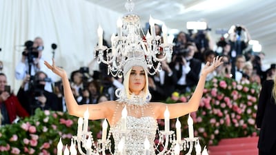 Katy Perry spawned plenty of memes with her chandelier-themed outfit at the 2019 Met Gala. AP