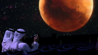 School pupils and university students attend the Project Space Forum at the World Trade Centre in Dubai. Satish Kumar / The National