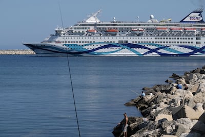 The cruise ship Crown Iris on the first of two voyages to carry stranded Israelis off Cyprus. AP