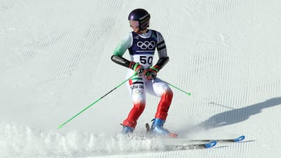 UAE's Piera Hudson during the women's giant slalom competition at the Winter Olympics. Reuters