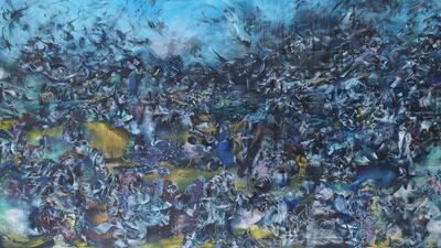 Ali Banisadr. We Haven’t Landed on Earth Yet, oil on linen ©Ali Banisadr. Courtesy: Mohammed Afkhami Foundation.
