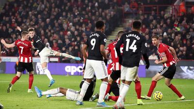 Brandon Williams scores Manchester United's first goal. Reuters