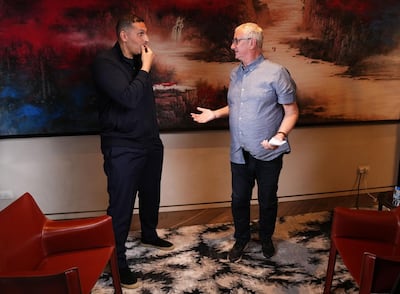 Chris Bailey, right, with Manchester City chairman Khaldoon Al Mubarak. Photo: Chris Bailey