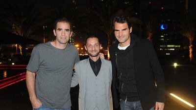 Pete Sampras and Roger Federer pictured at Sass Cafe in Dubai. Courtesy of Sass Cafe