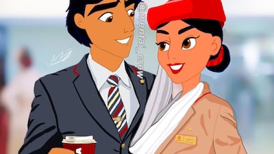 Aladdin and Jasmine, if they worked as cabin crew. Courtesy of Mentai_crew