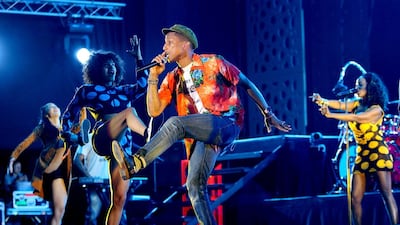 Pharrell Williams performs at the Mawazine festival in Rabat. Abdeljalil Bounhar / AP Photo