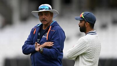 India head coach Ravi Shastri, left, tested positive for Covid-19 on Saturday evening. Getty