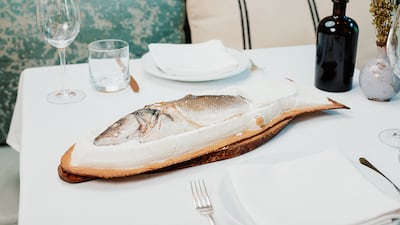 Salt-crusted fish