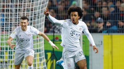 Bayern Munich's Joshua Zirkzee celebrates scoring their second goal. Reuters