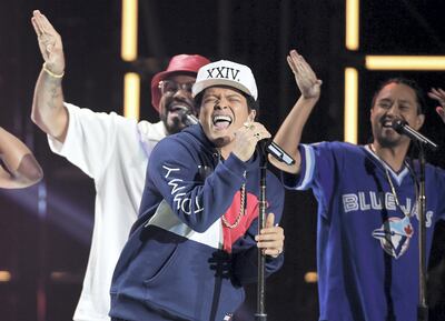 Bruno Mars will ring in the New Year in Abu Dhabi. Getty Images
