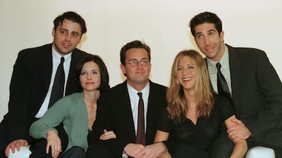 The cast of Friends pose for pictures at Channel 4 Television centre March 25,1998. File Photo