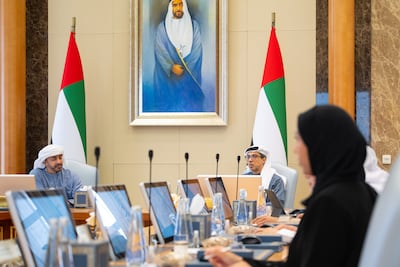 Sheikh Mansour bin Zayed chairs the latest meeting of the Emirati Talent Competitiveness Council. He is seen pictured with Sheikh Abdullah bin Zayed, Deputy Prime Minister and Minister of Foreign Affairs. Photo: Wam